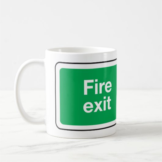 Mug Signe de sécurité de sortie d'incendie Évacuation  (Gauche)