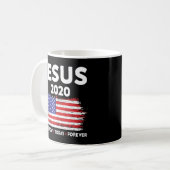 Mug Signe d'élection de Jésus 2020 États-Unis drapeau (Devant gauche)