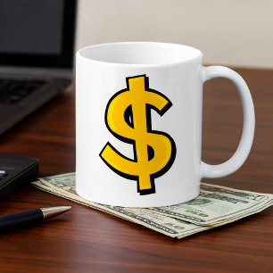 Mug Signe Dollar Or Gras Symbole Monétaire Jaune Argen