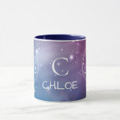 Mug Signe du zodiaque BALANCE Monogramme de nom bleu v (Centre)