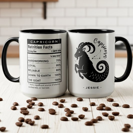 Mug Signe du zodiaque Capricorne Faits nutritionnels A