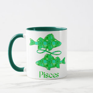 Mug Signe du zodiaque pour les Poissons en vert écume
