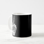 Mug Signe Halloween effrayant Squelette de paix main (Devant gauche)