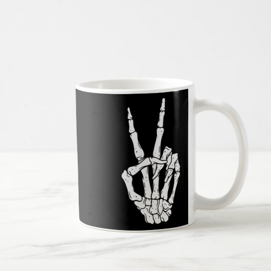 Mug Signe Halloween effrayant Squelette de paix main (Droite)