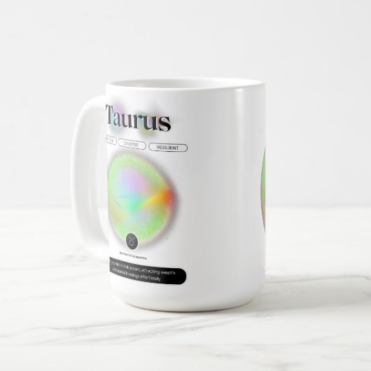 Mug Signe moderne Zodiac Taurus Citation Élément Terre (Devant gauche)