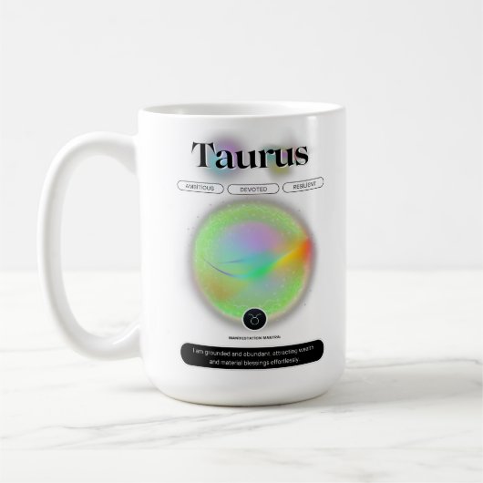 Mug Signe moderne Zodiac Taurus Citation Élément Terre (Gauche)