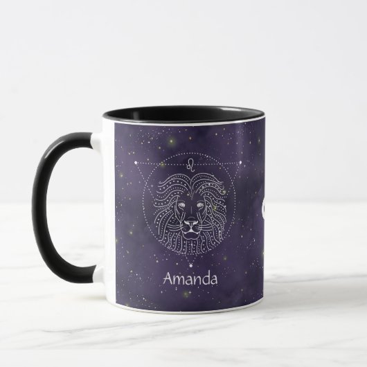 Mug Signe Zodiac Aquarelle Leo Boue personnalisable (Gauche)