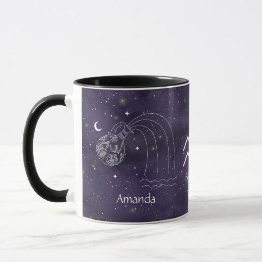 Mug SIGNE Zodiaque Aquarelle Aquarius Boue personnalis (Gauche)