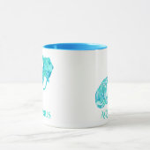 Mug Signe zodiaque pour Aquarius dans un fractal Turqu (Centre)