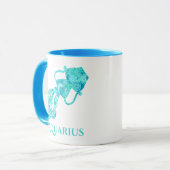 Mug Signe zodiaque pour Aquarius dans un fractal Turqu (Devant gauche)