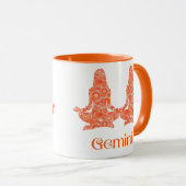 Mug Signe zodiaque pour Gemini dans une fissure orange (Devant droit)