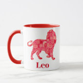 Mug Signe zodiaque pour Leo dans un Motif rouge fracta (Gauche)