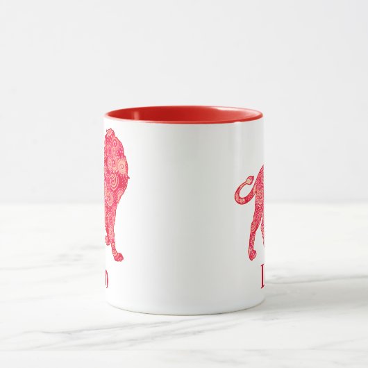 Mug Signe zodiaque pour Leo dans un Motif rouge fracta (Centre)