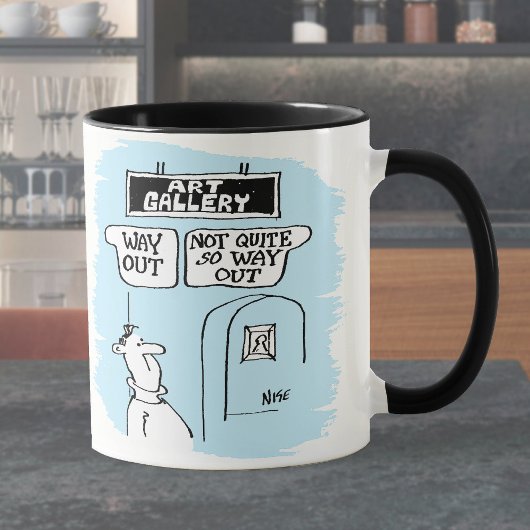 Mug Signes de galerie d'art. "Sortez", & "Pas sortez"