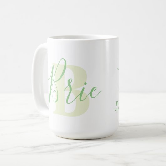 Mug Signification du nom de la brique et texte vert mo (Devant gauche)