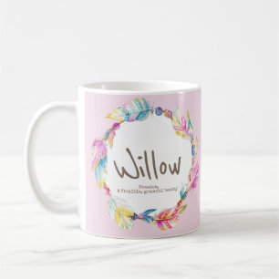 Mug Signification du nom de Saule perle de plumes aqua
