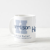 Mug Signification du nom Harrison monogramme H bleu (Devant gauche)