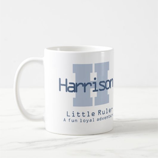 Mug Signification du nom Harrison monogramme H bleu (Gauche)