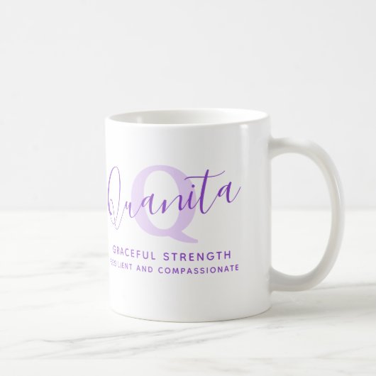 Mug Signification du nom Quanita monogramme Z violet (Droite)