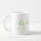 Mug Signification du nom Yvonne et monogramme Y texte (Gauche)