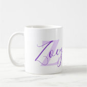 Mug Signification du nom Zoey monogramme Z violet (Gauche)