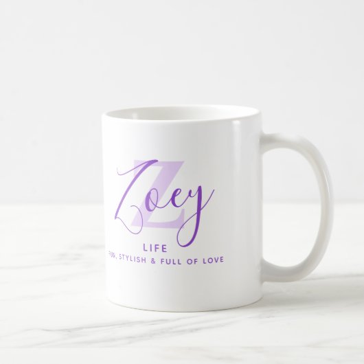 Mug Signification du nom Zoey monogramme Z violet (Droite)