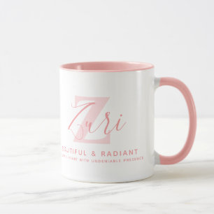 Mug Signification du nom Zuri et monogramme en texte r