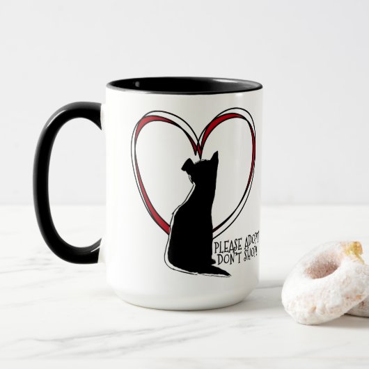 Mug S'il vous plaît Adoptez Ne pas Acheter ! | AMOUREU (Avec donut)