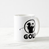 Mug Silhouette à aile de golf noir et blanc (Devant droit)