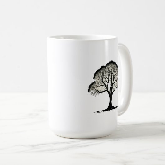 Mug Silhouette Arbre Lone - Design classique 15 oz (Devant droit)