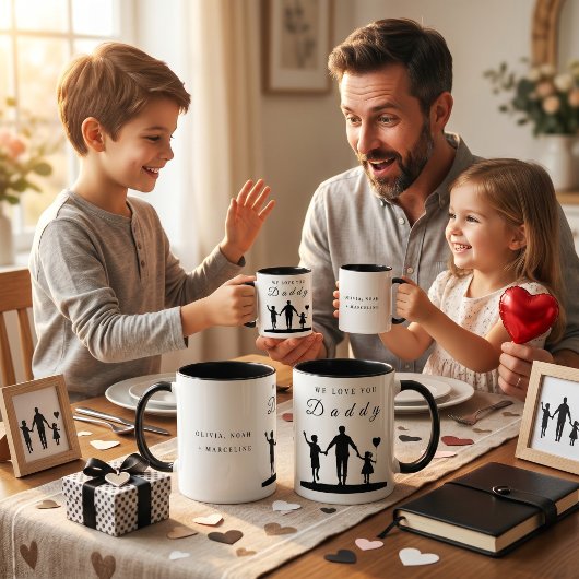 Mug Silhouette artistique personnalisée « On t'aime Pa