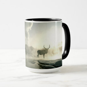 Mug Silhouette au lever du soleil de l'élan au Castle