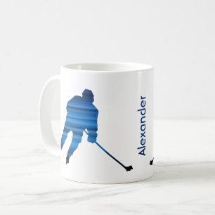 Mug Silhouette bleue du joueur de hockey sur glace