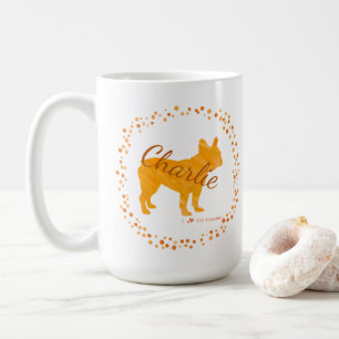 Mug silhouette bouledogue français orange pastel p