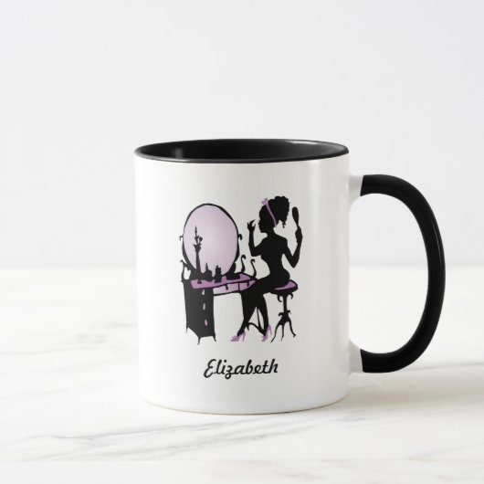 Mug Silhouette chic de Fashionista de pourpre et de (Droite)