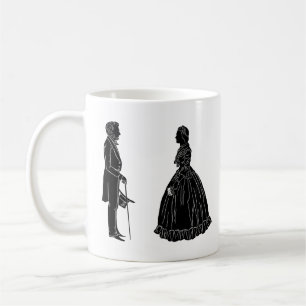 Mug silhouette d'abraham lincoln et de mary todd linco