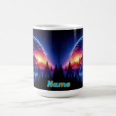 Mug Silhouette d'aigle avec coucher de soleil forestie (Centre)