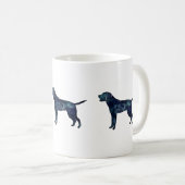 Mug Silhouette d'aquarelle noire Labrador Retriever (Devant droit)