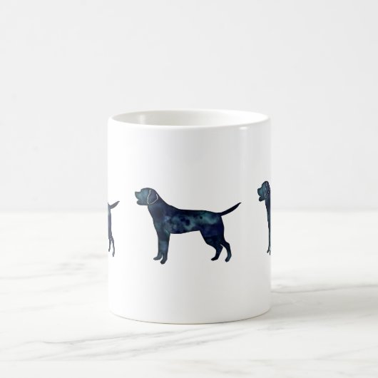 Mug Silhouette d'aquarelle noire Labrador Retriever (Centre)