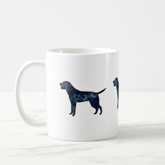 Mug Silhouette d'aquarelle noire Labrador Retriever (Gauche)