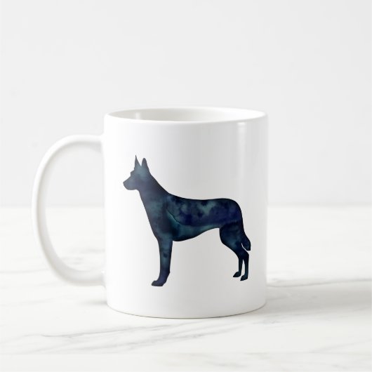 Mug Silhouette d'aquarelle noire Malinois belge (Gauche)
