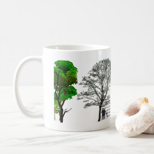 Mug silhouette d'arbre paisible (Avec donut)