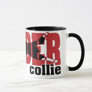 Mug Silhouette de border collie, sautant