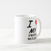 Mug Silhouette de Bouledogue Français Blanc (Devant droit)