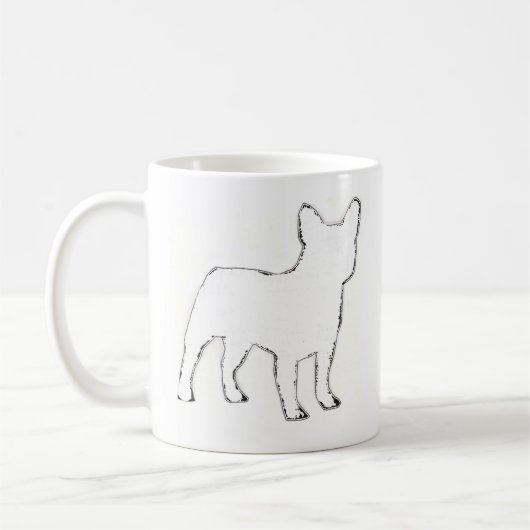 Mug Silhouette de Bouledogue Français Blanc (Gauche)