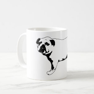 Mug Silhouette de Bulldog Debout en Art Noir et Blanc