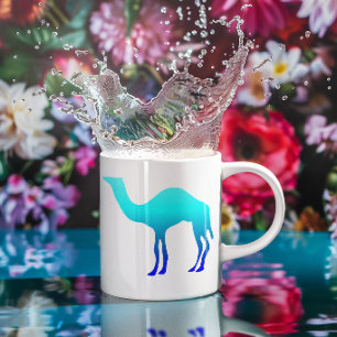 Mug Silhouette de chameau ombré bleu aqua