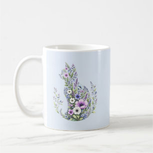 Mug Silhouette de chat botanique de fleur sauvage