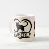 Mug Silhouette de chat cœur monogramme partagé Coucher (Devant gauche)