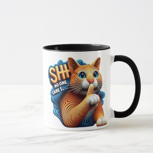 Mug Silhouette De Chat Majestueuse Avec Shhh Personne  (Droite)
